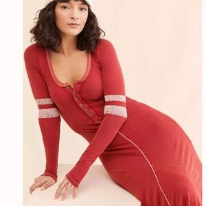Free People Just Like Heaven Henley Dress - Red - size small